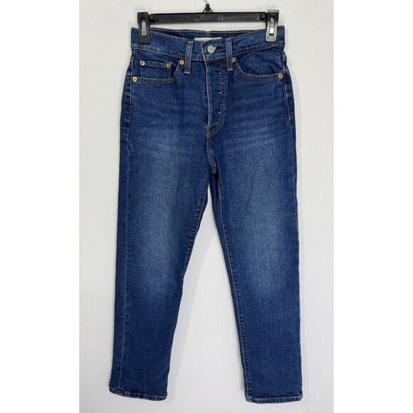 Levis Wedgie Jeans Womens 27x28 Blue Button Fly High Rise Denim Cotton Stretch - Picture 1 of 11